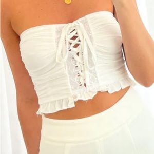 Flossy White Strapless Corset Top
